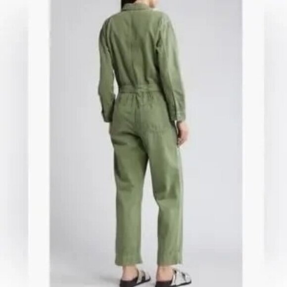Treasure & Bond Utility Herringbone Long Sleeve Jumpsuit Olive Acorn Women S‎ - Picture 9 of 16